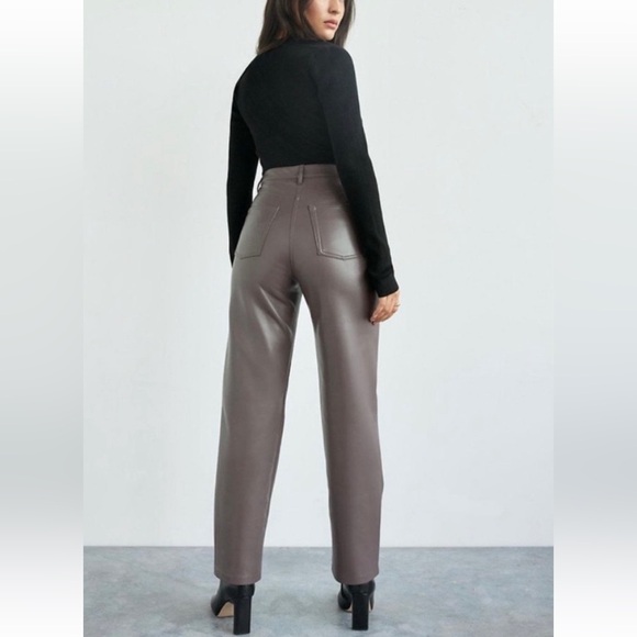 Aritzia Wilfred Gray Leather Pants Womens Size 8 - Picture 3 of 10